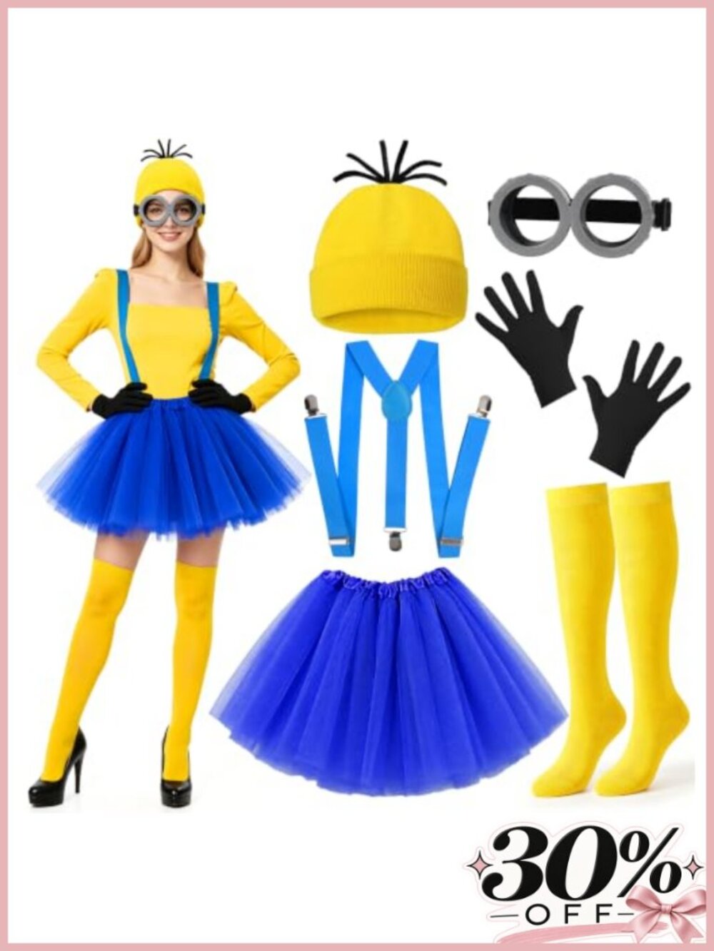 Halloween Costume Accessory Set Cosplay Hat Tutu Gloves Socks